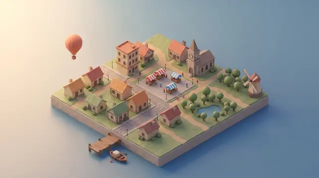 A dozen buildings and a paved main street