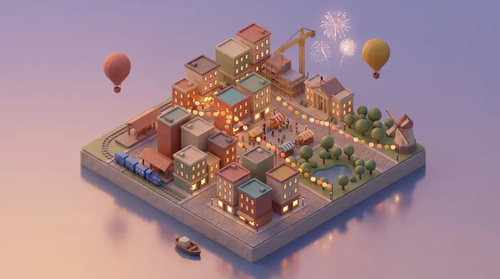 A lantern festival in the town square